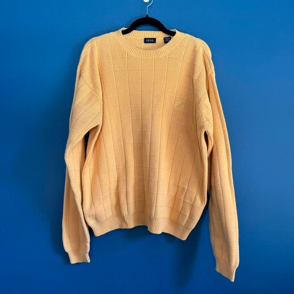 Izod Other - Vintage 90s Izod Sweater Men's Size Medium Butter Yellow Crewneck Knit Retro